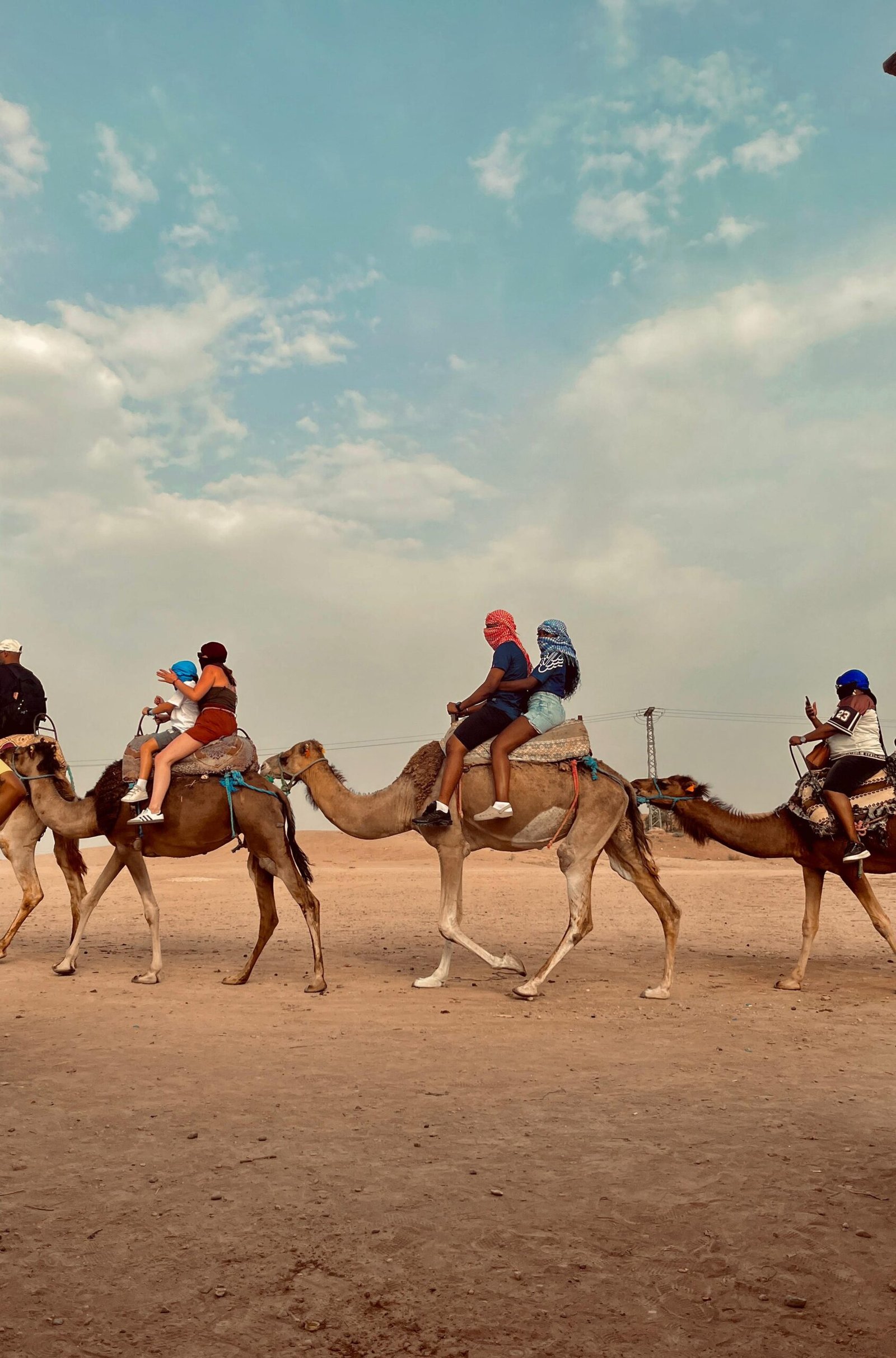 Camel ride across the Agafay desert at golden hour