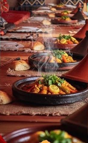 Moroccan dinner served at a desert camp in Agafay